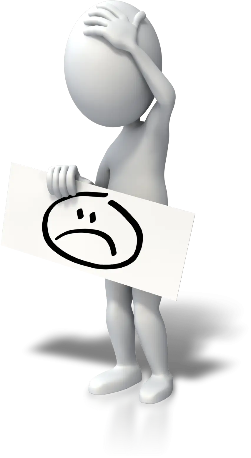 Sad Cartoon Figure Holding Frown Sign