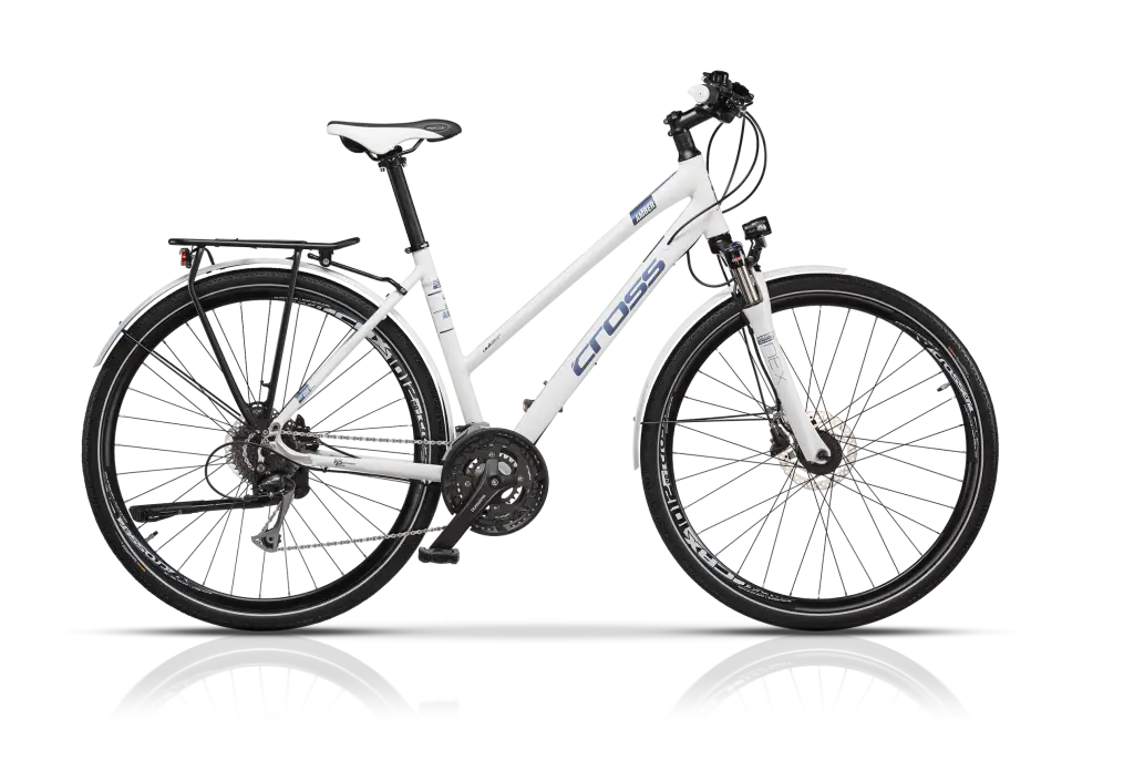 White Hybrid Bicycle for Sports and Commuting