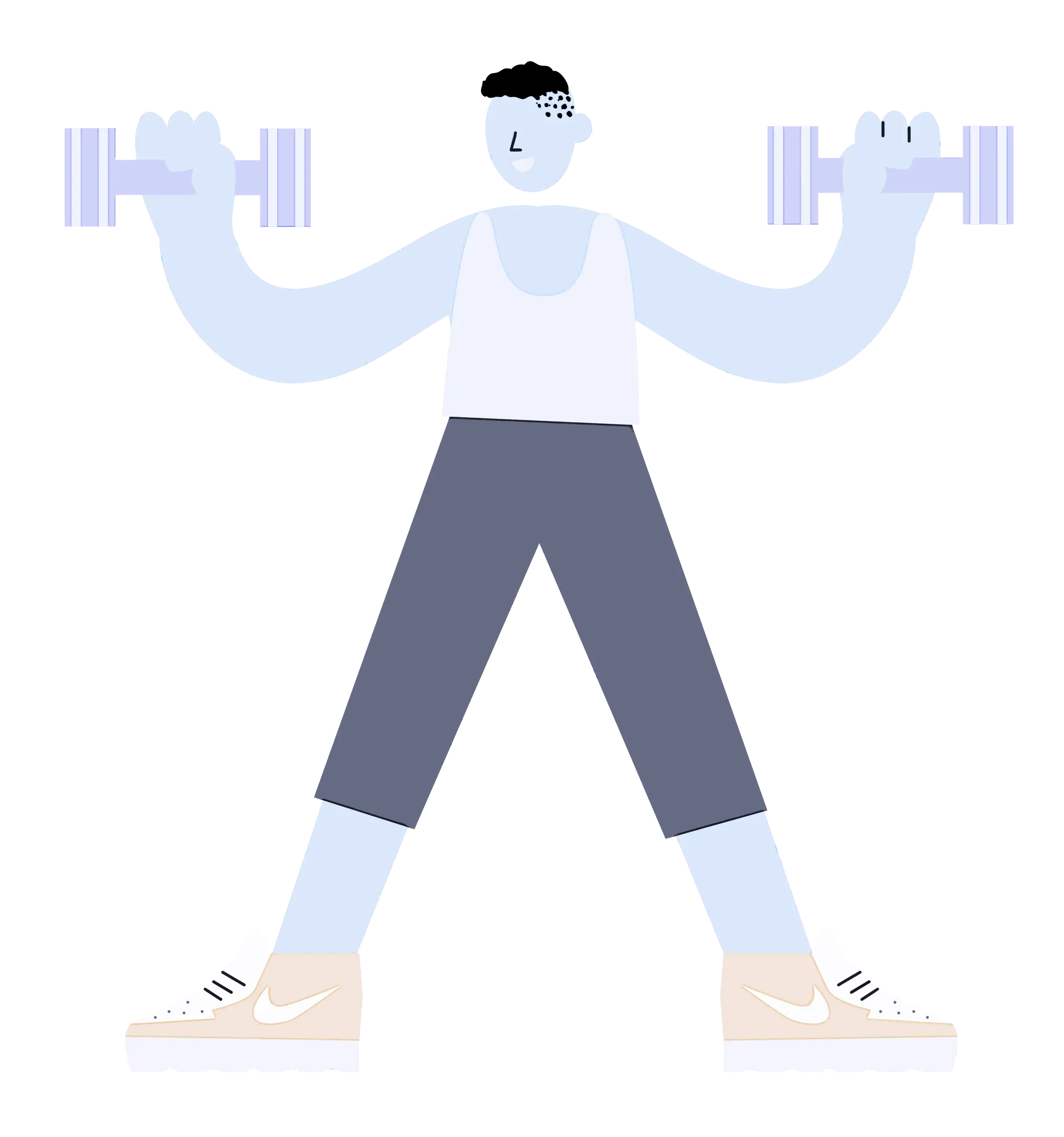 Person Lifting Dumbbells Cartoon Illustration
