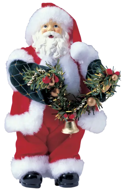 Santa Claus Holding a Holiday Wreath