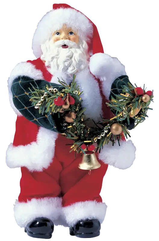 Santa Claus Holding a Holiday Wreath