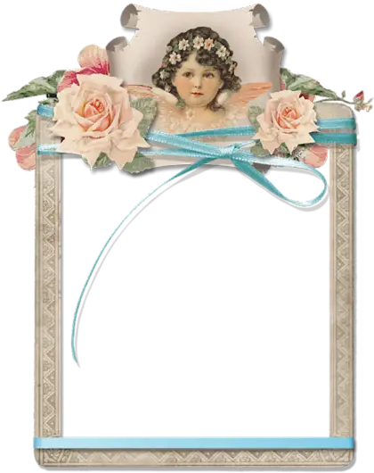 Vintage Floral Frame with Ribbon