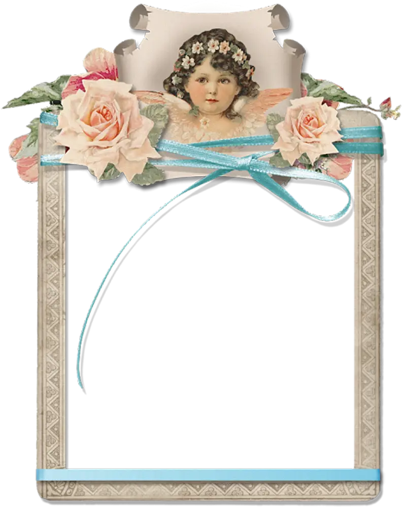 Vintage Floral Frame with Ribbon