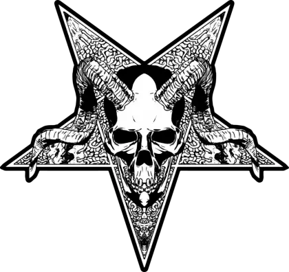 Skull with Horns and Pentagram Design