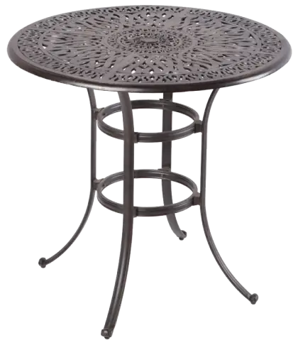 Round Metal Outdoor Table with Decorative Pattern