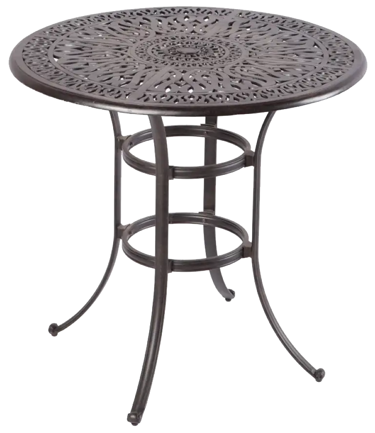 Round Metal Outdoor Table with Decorative Pattern