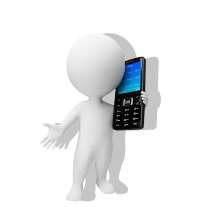 3D Figure Holding a Mobile Phone