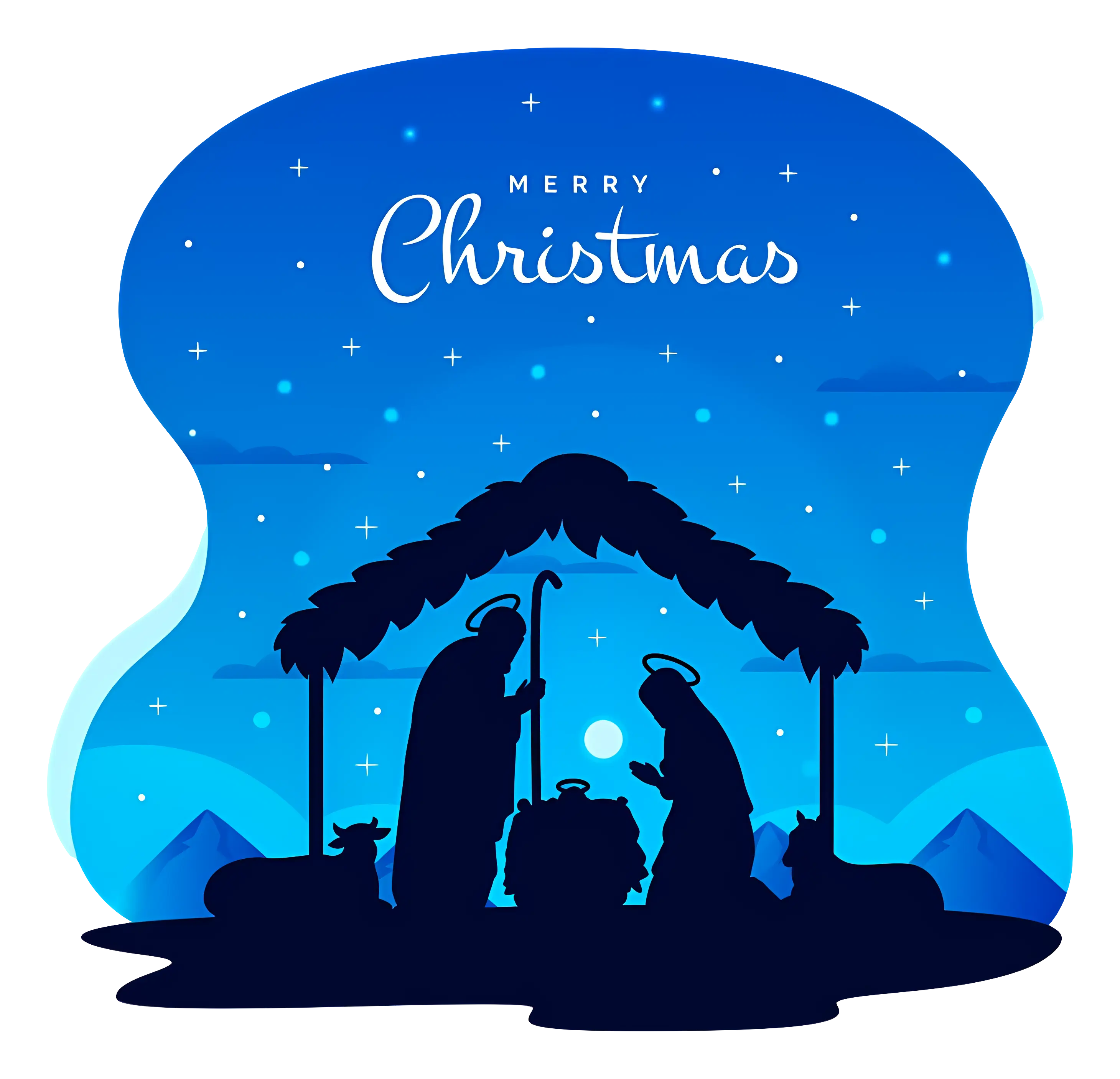 Nativity Scene Merry Christmas Illustration