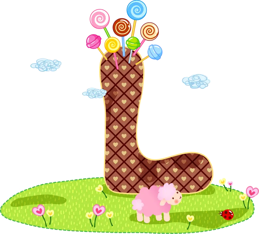 Chocolate Letter L with Candy and Sheep
