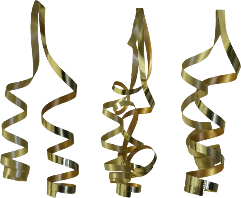 Shiny Gold Curly Ribbons