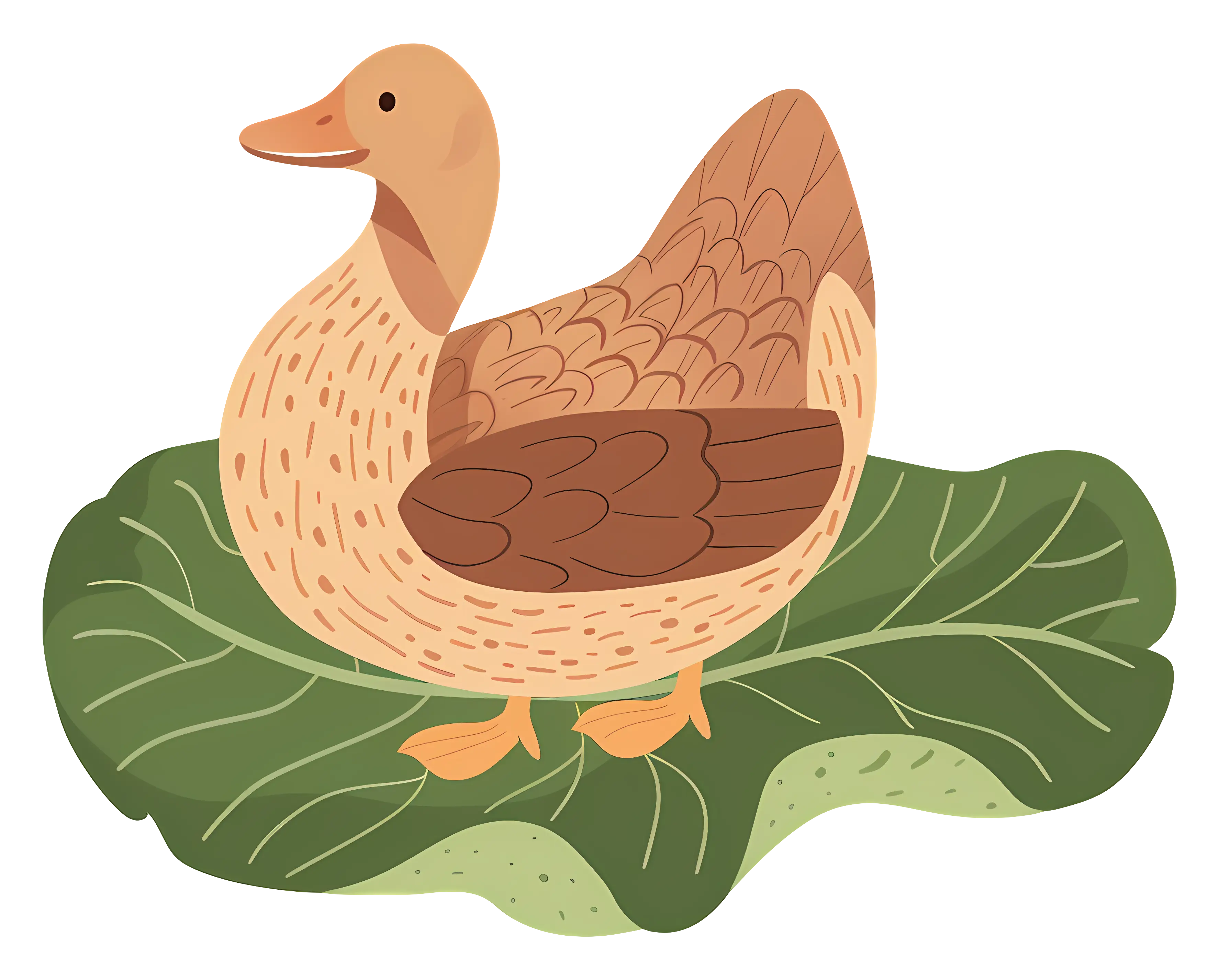 Brown Duck on a Leaf