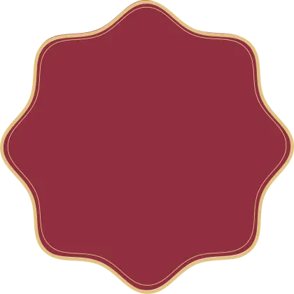 Red Decorative Label Shape with Golden Border
