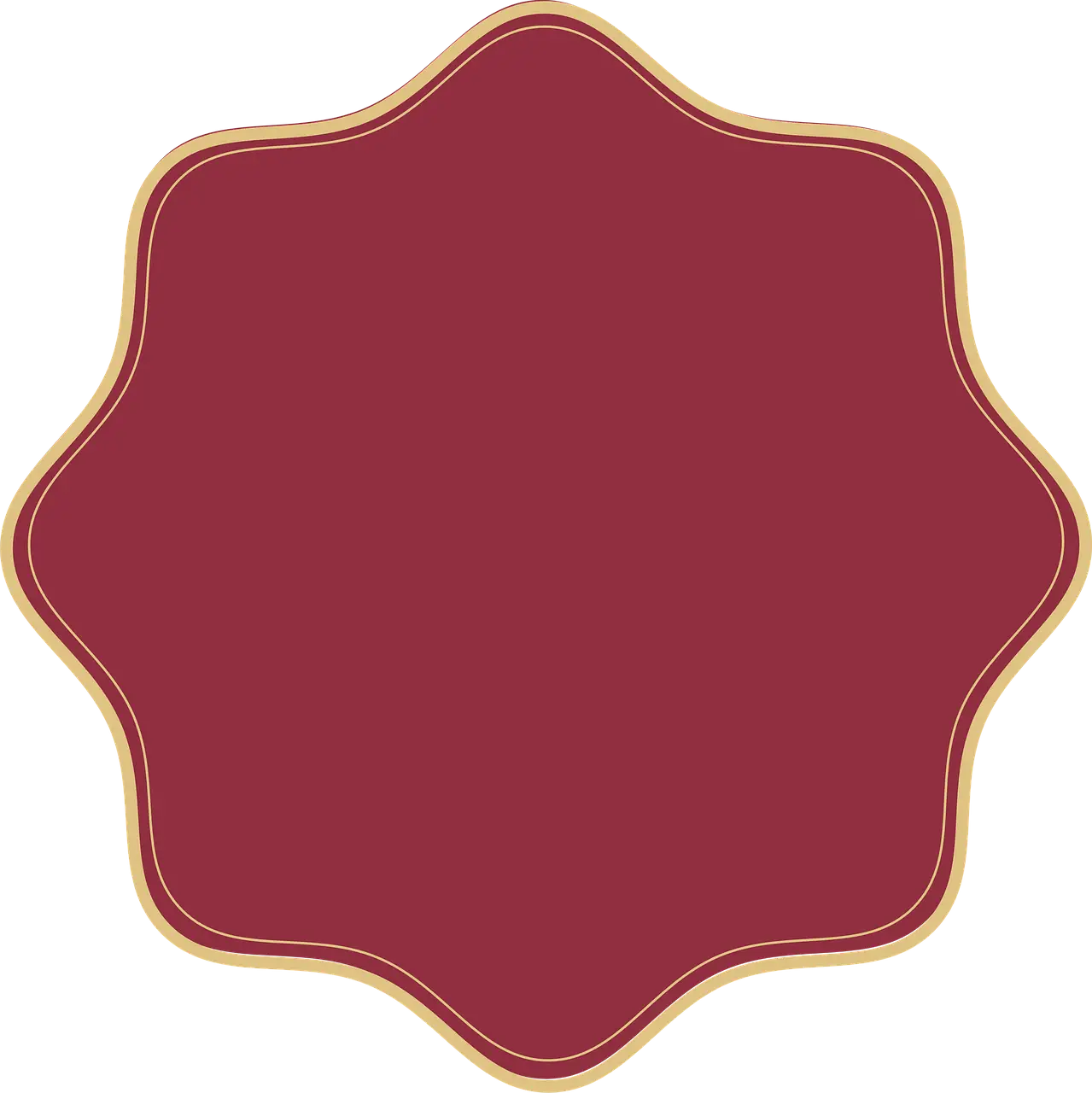 Red Decorative Label Shape with Golden Border