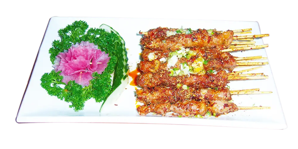 Grilled Meat Skewers with Garnish