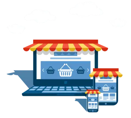 E-Commerce Concept with Shopping Baskets