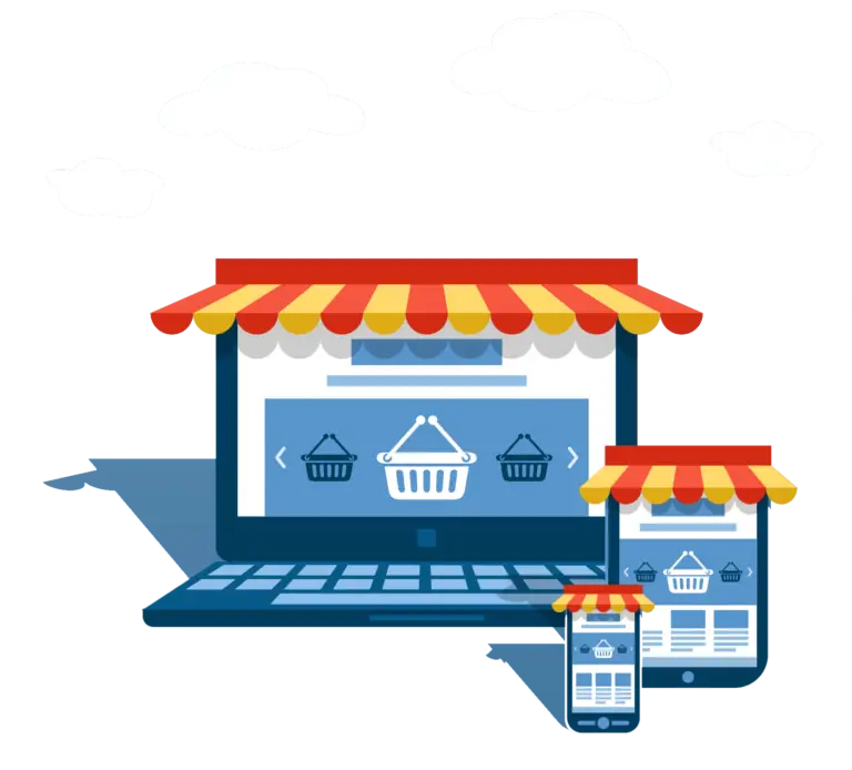 E-Commerce Concept with Shopping Baskets