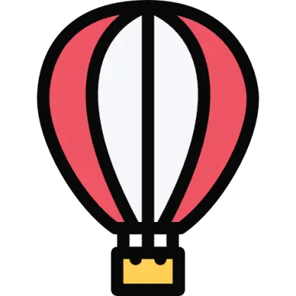 Hot Air Balloon Icon in Flat Style