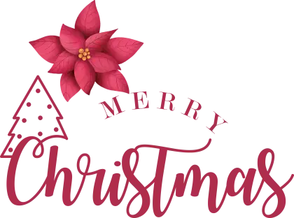 Merry Christmas Greeting with Poinsettia