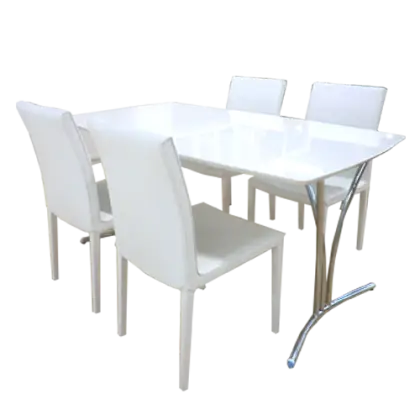 White Dining Table with Chairs