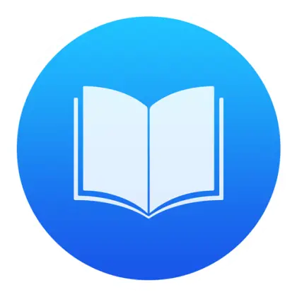 Open Book Icon in a Blue Circular Design