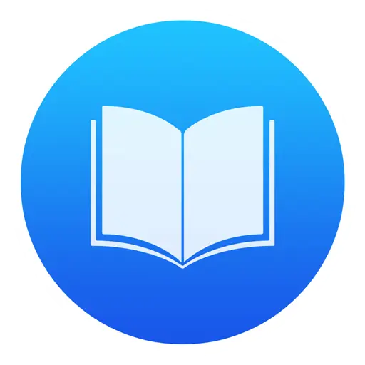 Open Book Icon in a Blue Circular Design