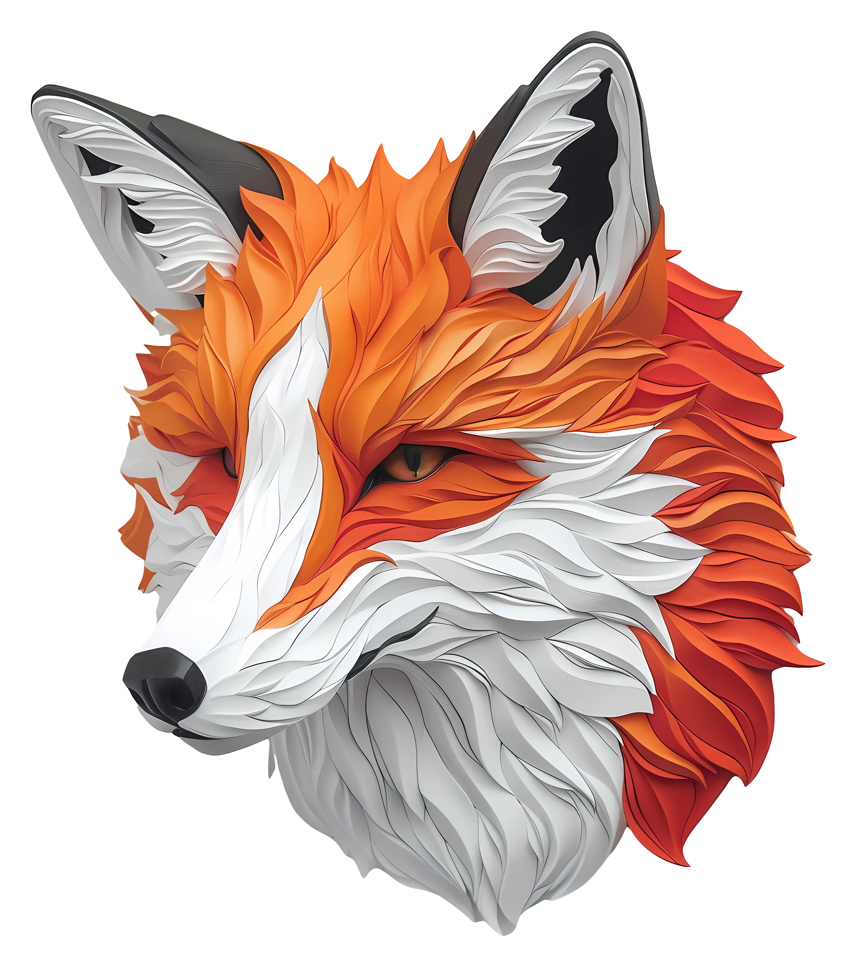 Artistic Fox Head Illustration in Vibrant Colors