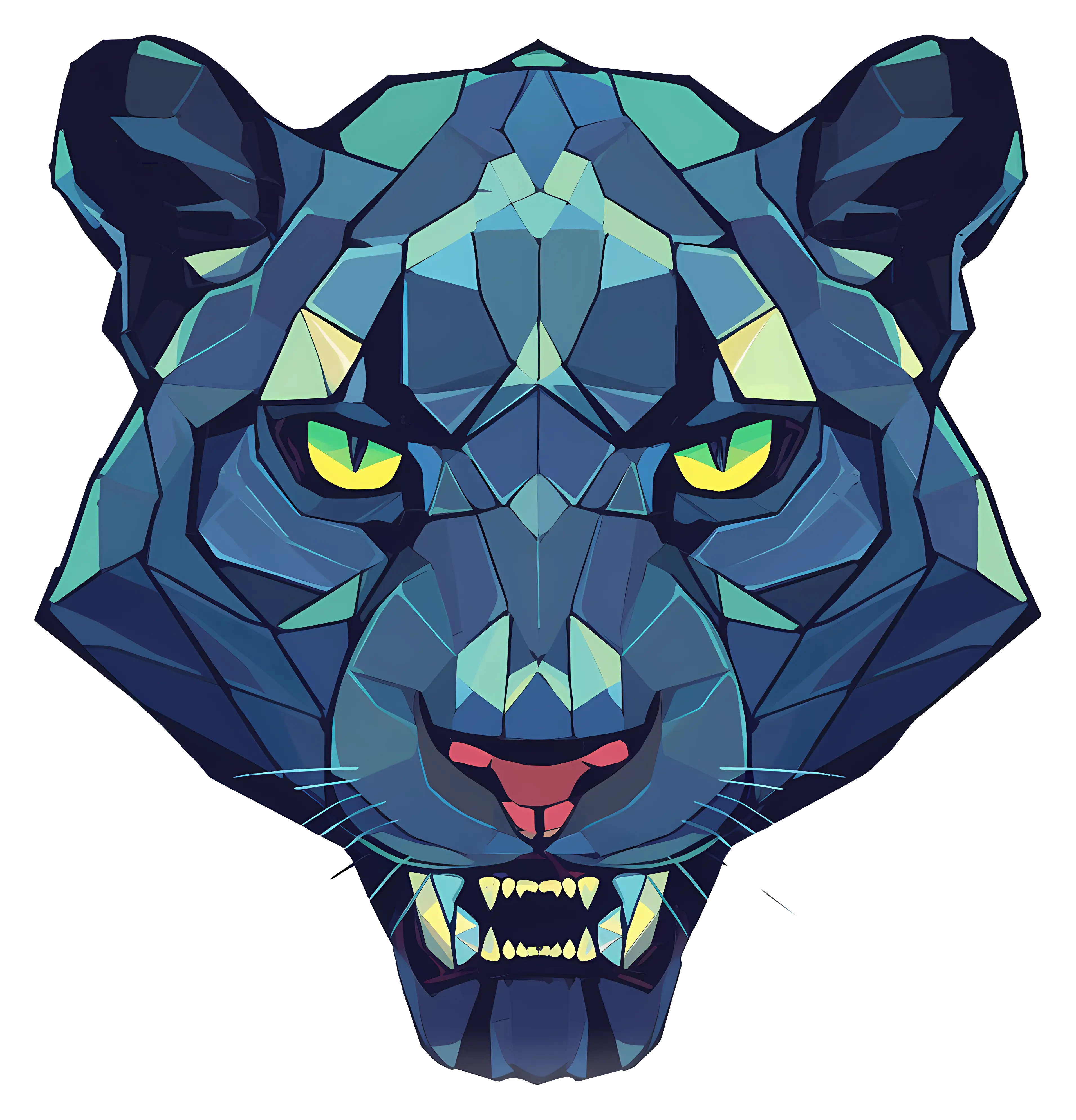 Geometric Blue Panther