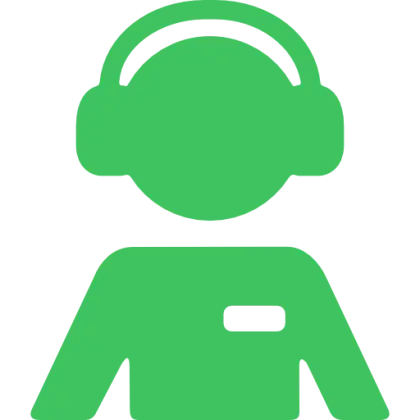 Green Customer Service Icon with Headphones