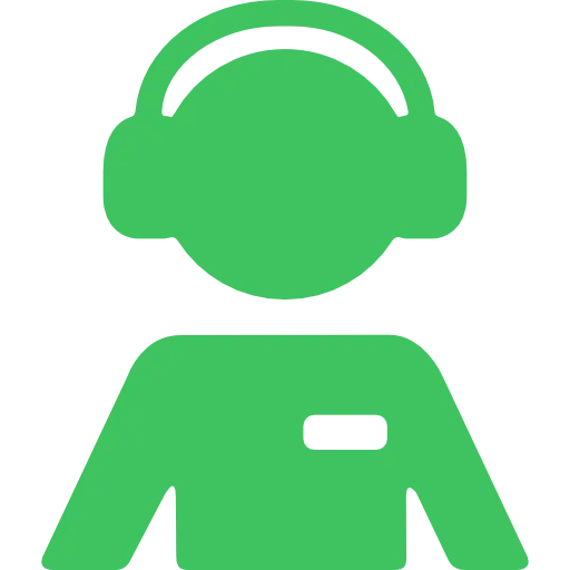 Green Customer Service Icon with Headphones