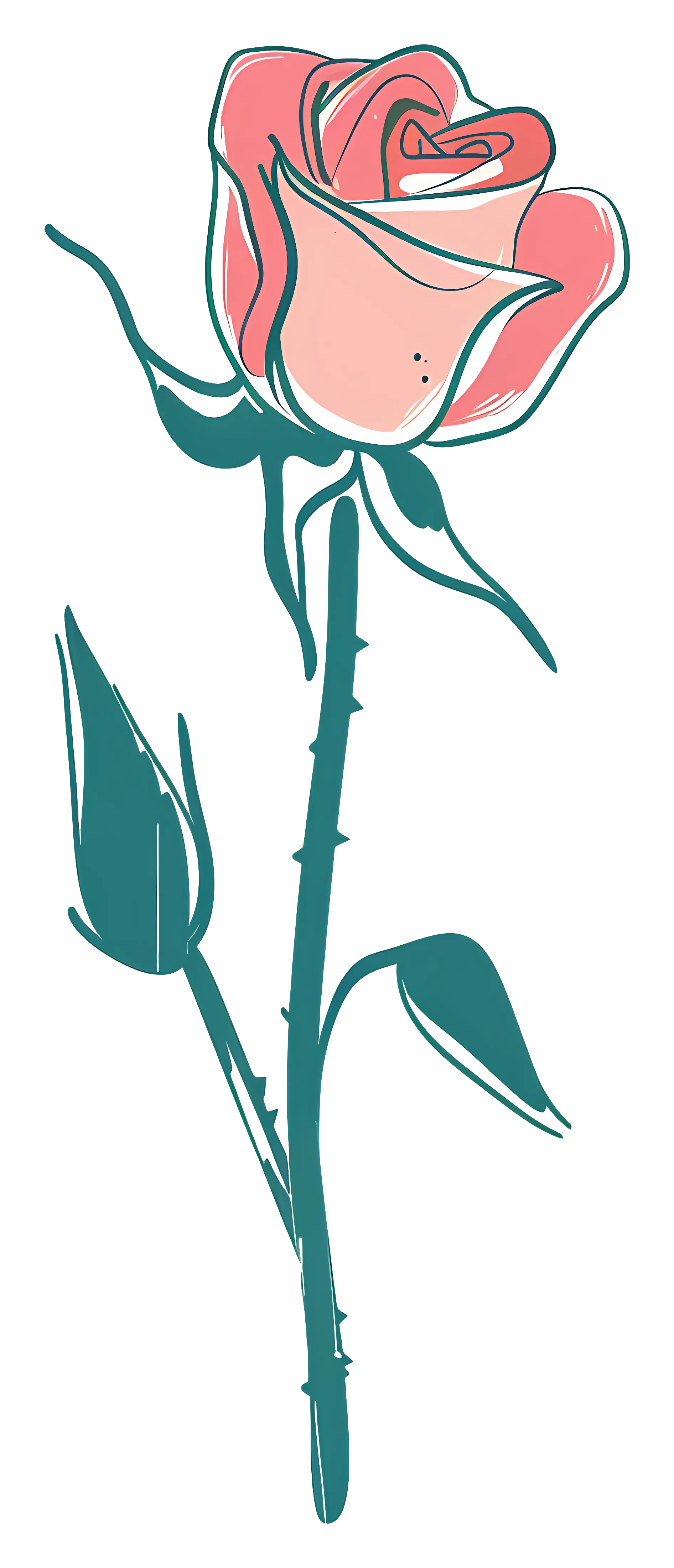 Red Rose with Green Leaves