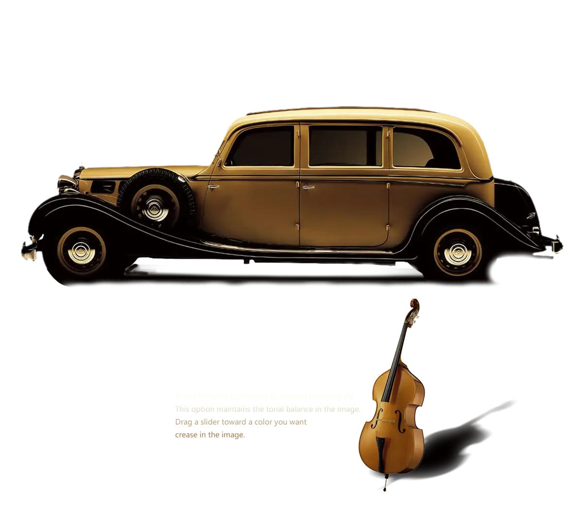 Vintage Luxury Car with Cello