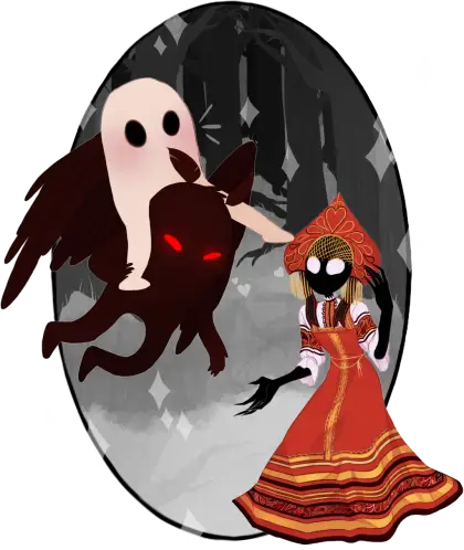 Fantasy Characters in Dark Forest