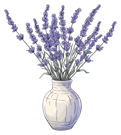 Lavender in Ceramic Vase Illustration