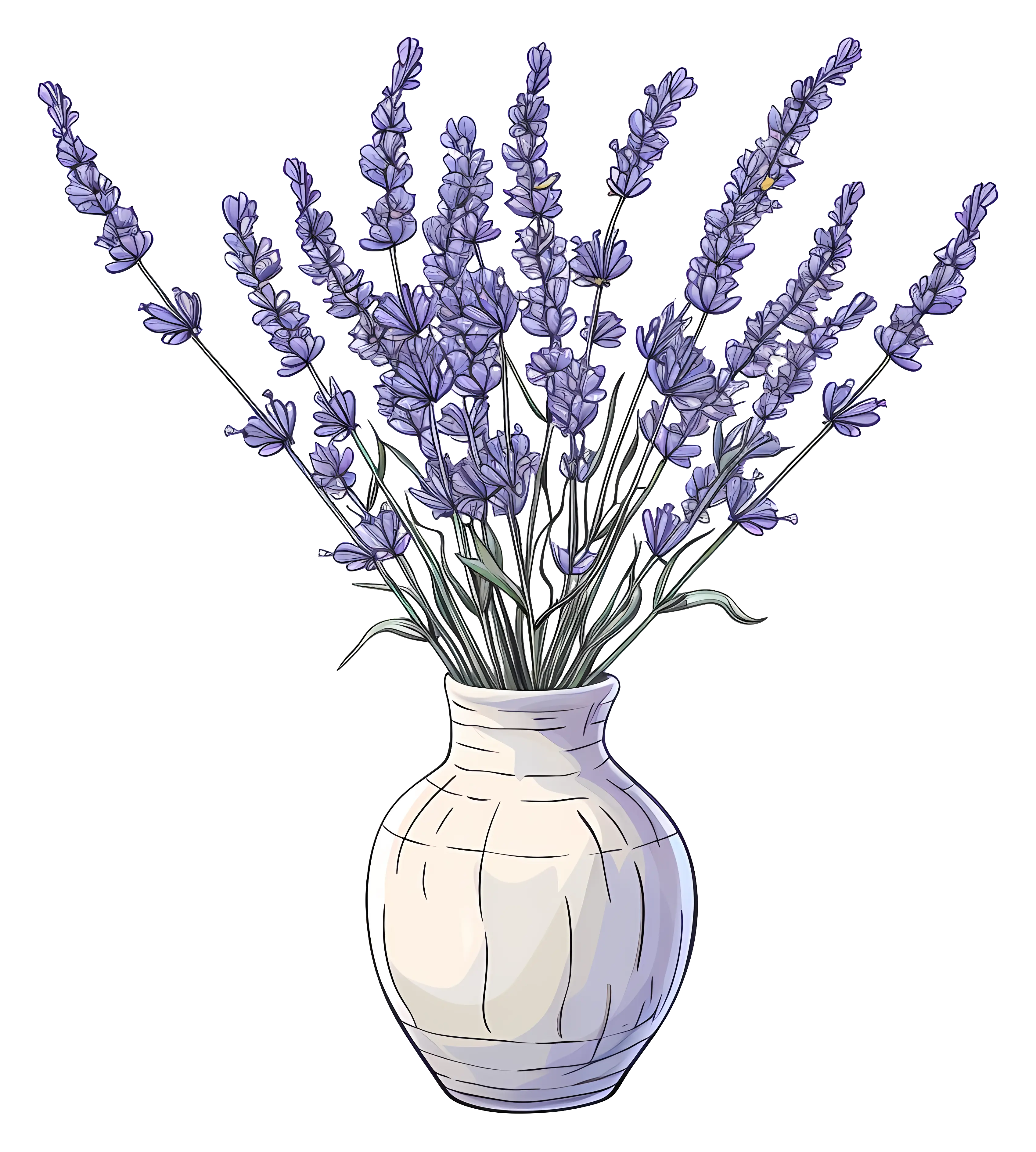 Lavender in Ceramic Vase Illustration