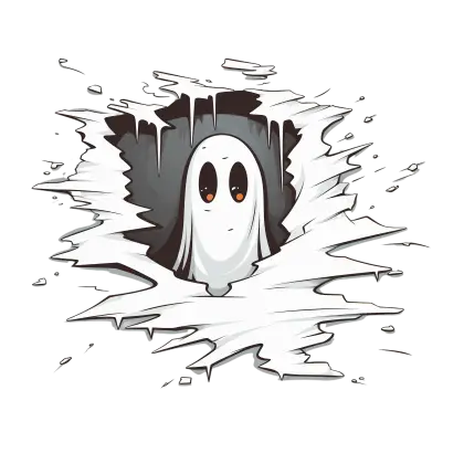 Cute Ghost Peeking Through Wall