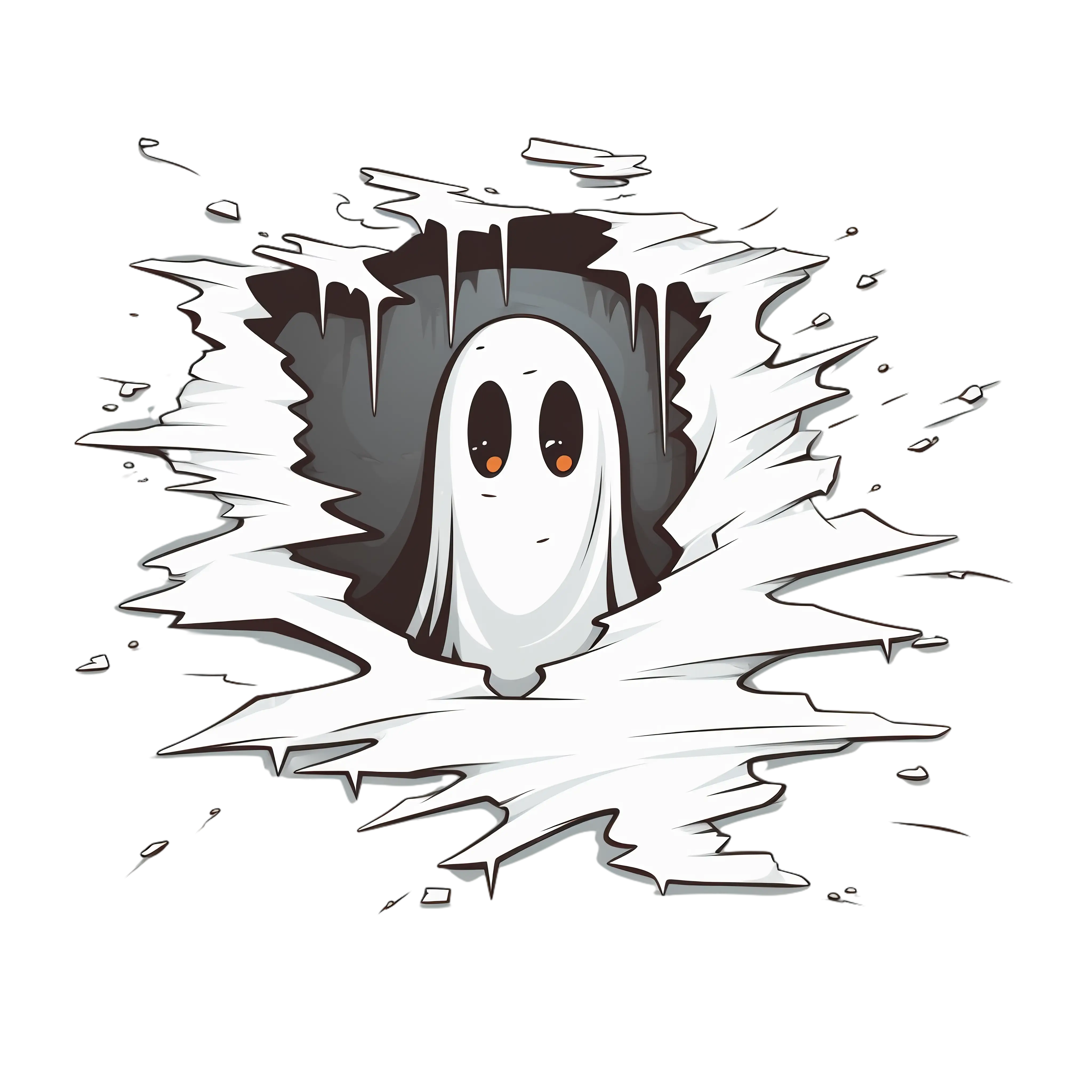 Cute Ghost Peeking Through Wall
