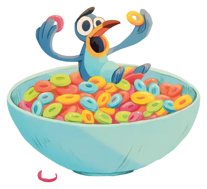 Colorful Cereal Bowl with Bird