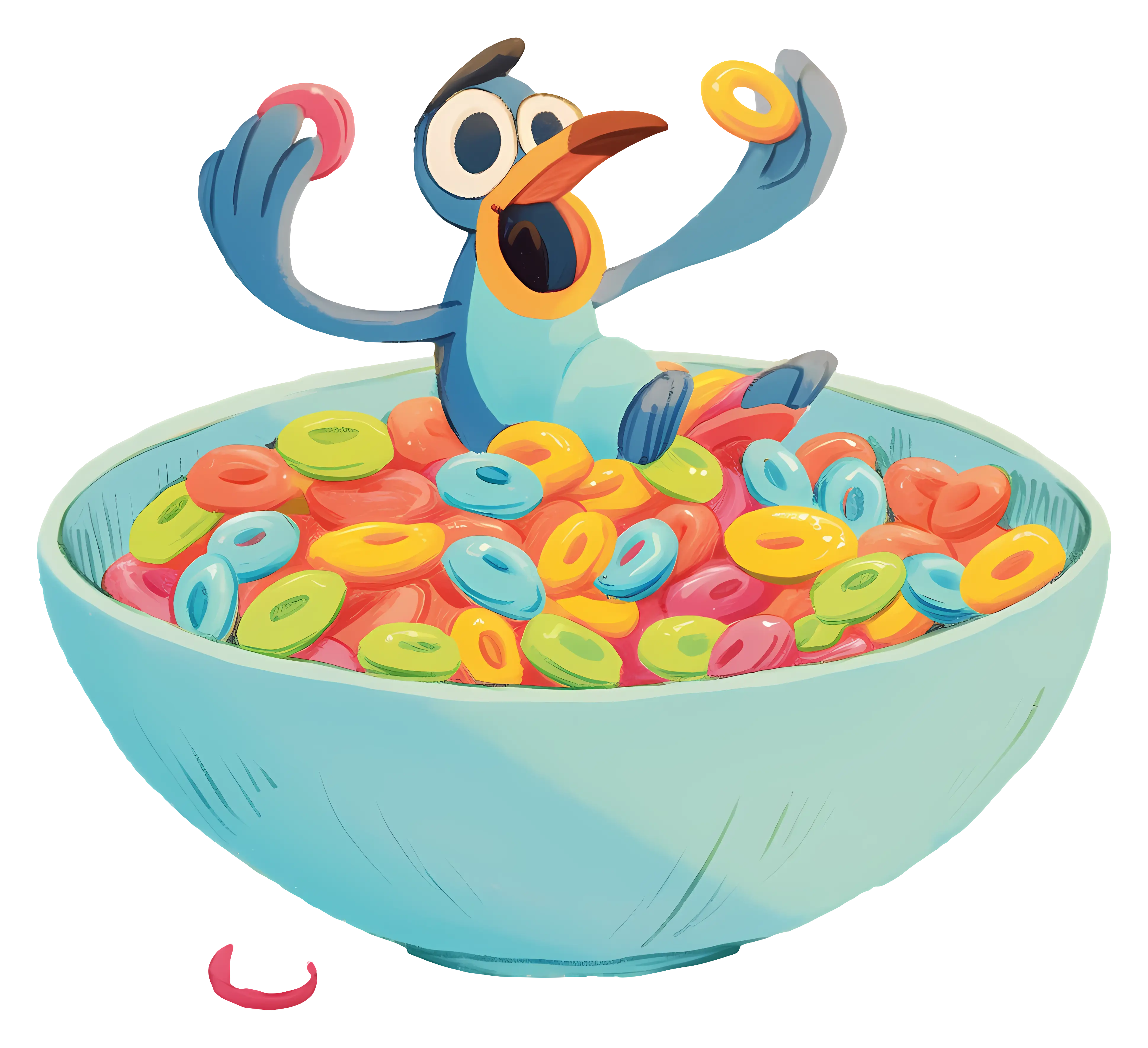 Colorful Cereal Bowl with Bird