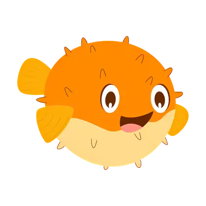 Cute Orange Pufferfish Cartoon