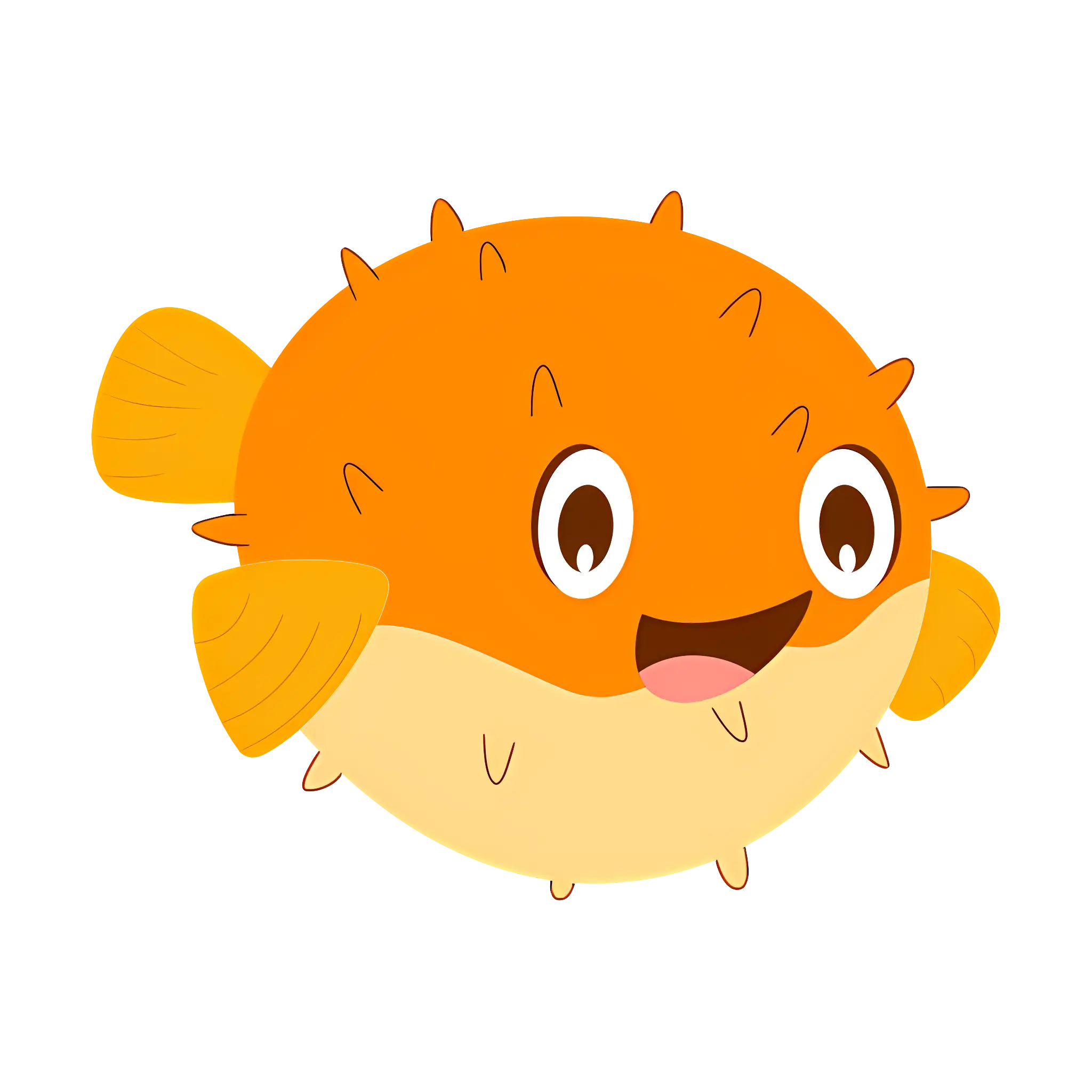 Cute Orange Pufferfish Cartoon