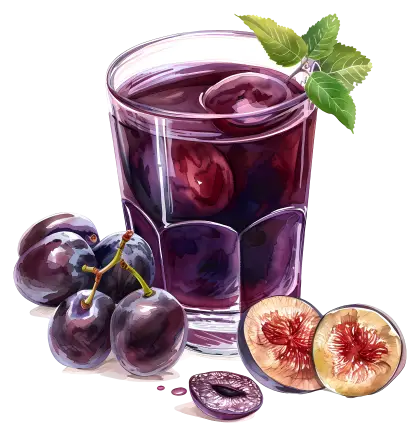 Glass of Grape Juice with Fruits