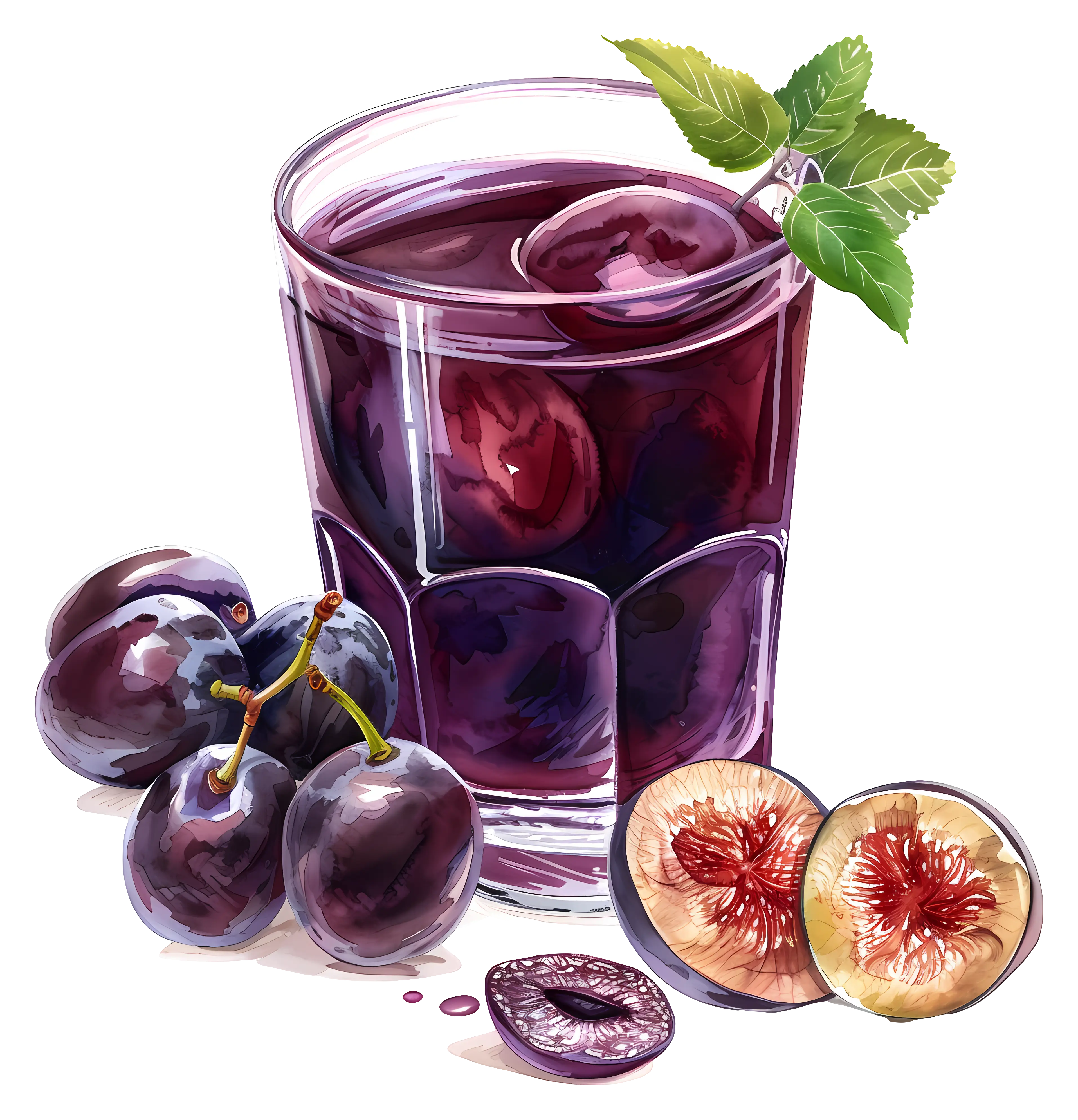 Glass of Grape Juice with Fruits