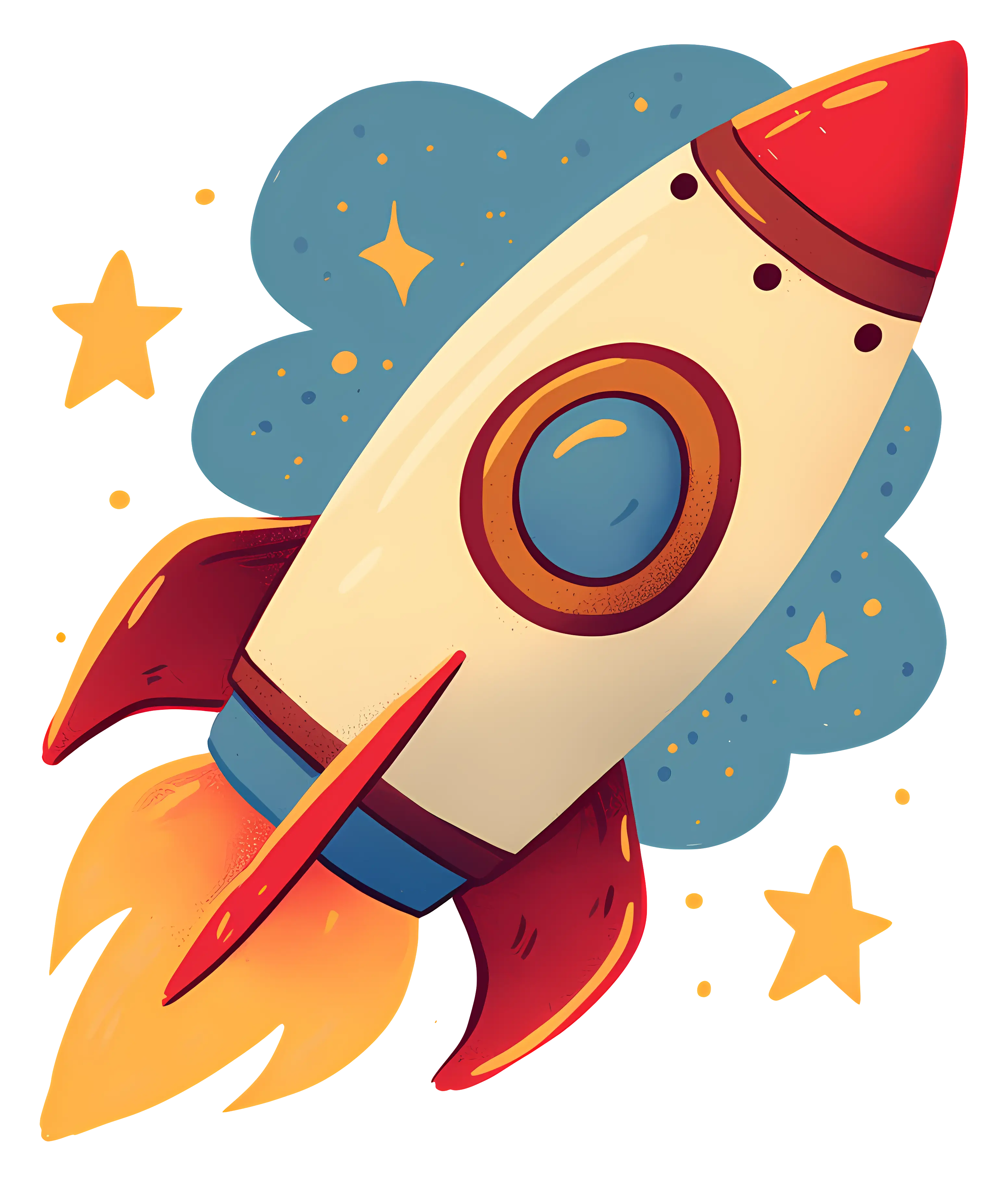 Cartoon Rocket with Stars