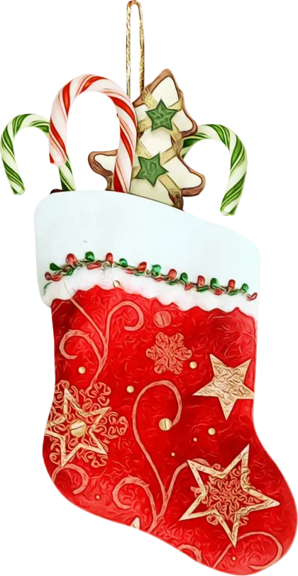 Festive Red Christmas Stocking with Decorations
