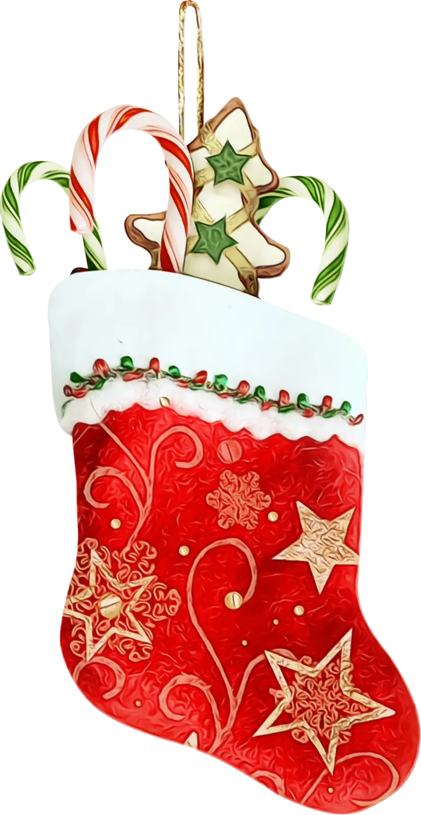 Festive Red Christmas Stocking with Decorations