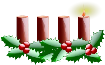 Advent Candles with Holly Leaves