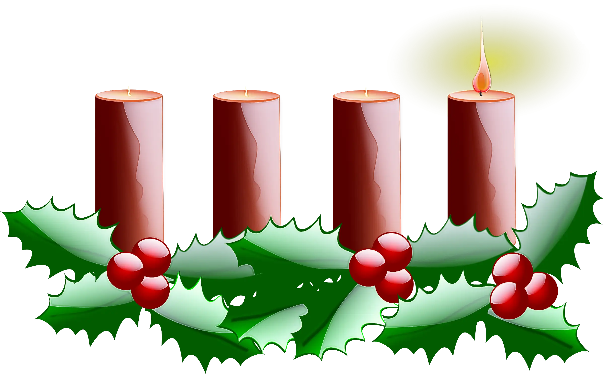 Advent Candles with Holly Leaves
