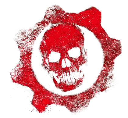 Red Skull and Gear Logo in Grunge Style