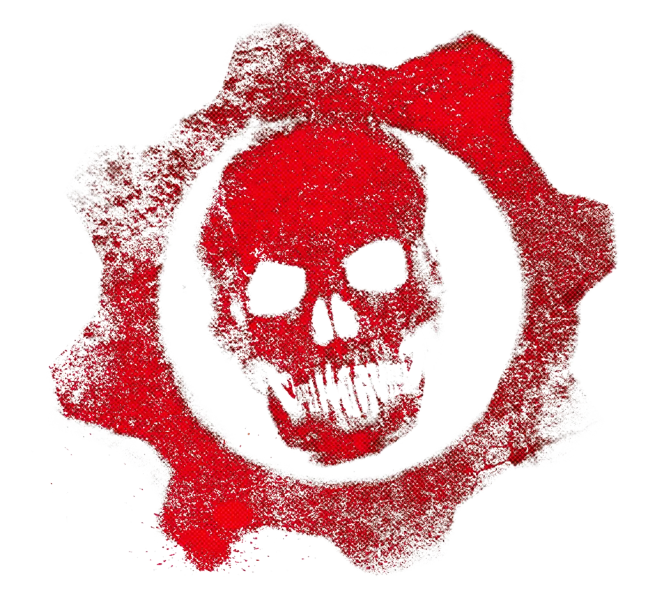 Red Skull and Gear Logo in Grunge Style
