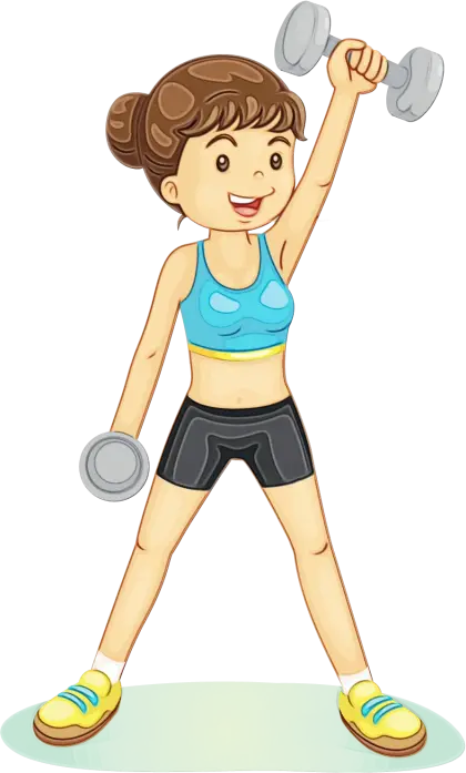 Cartoon Woman Lifting Dumbbells for Fitness Workout
